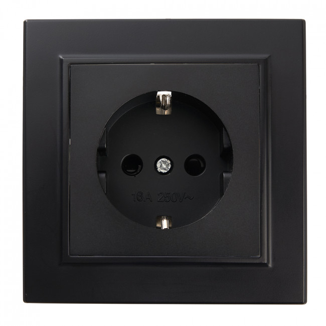 Розетка 1-местная c/з STEKKER, PST16-9010-03, 250В, 16А, с защитной шторкой, серия Эрна, черный, артикул STEKKER 39479 Розетка 1-местная c/з STEKKER, PST16-9010-03, 250В, 16А, с защитной шторкой, серия Эрна, черный, артикул STEKKER 39479