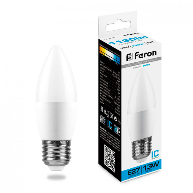 Лампа светодиодная Feron LB-970 Свеча E27 13W 175-265V 6400K, артикул FERON 38112 Лампа светодиодная Feron LB-970 Свеча E27 13W 175-265V 6400K, артикул FERON 38112