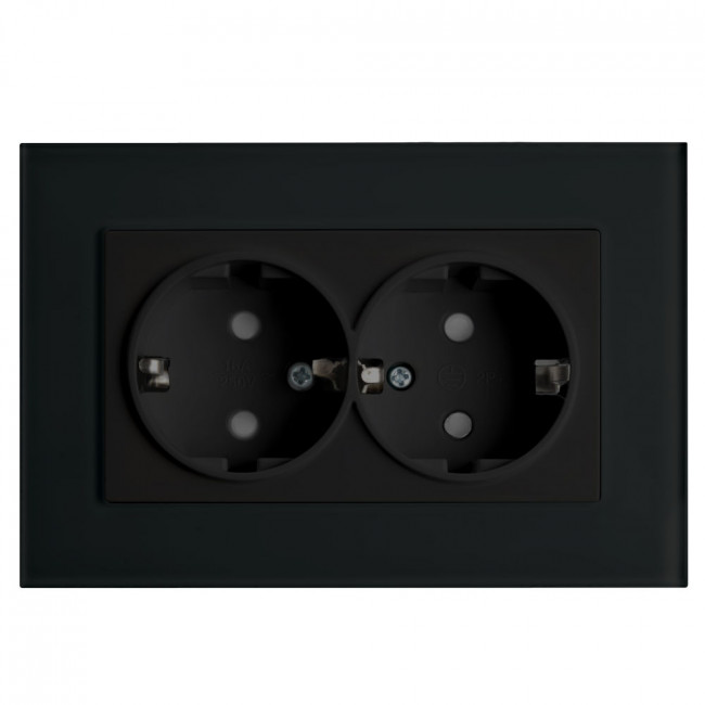 Розетка 2-местная c/з STEKKER, PST16-9014-03, с защитной шторкой, 250В, 16А, серия Эрна, черный, артикул STEKKER 39482 Розетка 2-местная c/з STEKKER, PST16-9014-03, с защитной шторкой, 250В, 16А, серия Эрна, черный, артикул STEKKER 39482