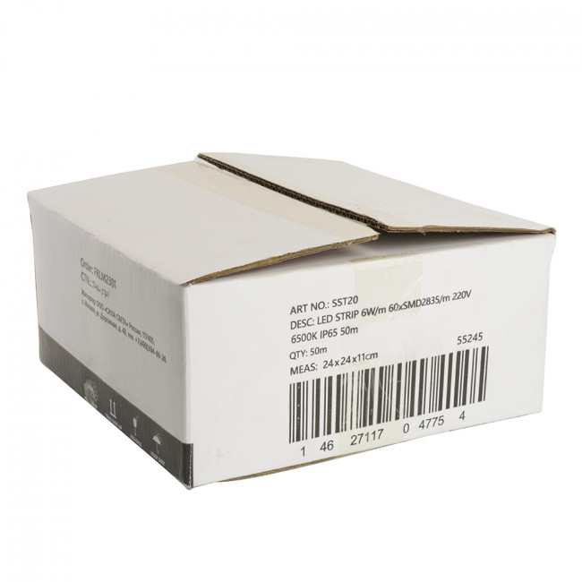 Лента светодиодная SST20 SAFFIT 60SMD(2835)/м 6Вт/м 220V 50м , 6500K, IP65, артикул SAFFIT 55245 Лента светодиодная SST20 SAFFIT 60SMD(2835)/м 6Вт/м 220V 50м , 6500K, IP65, артикул SAFFIT 55245