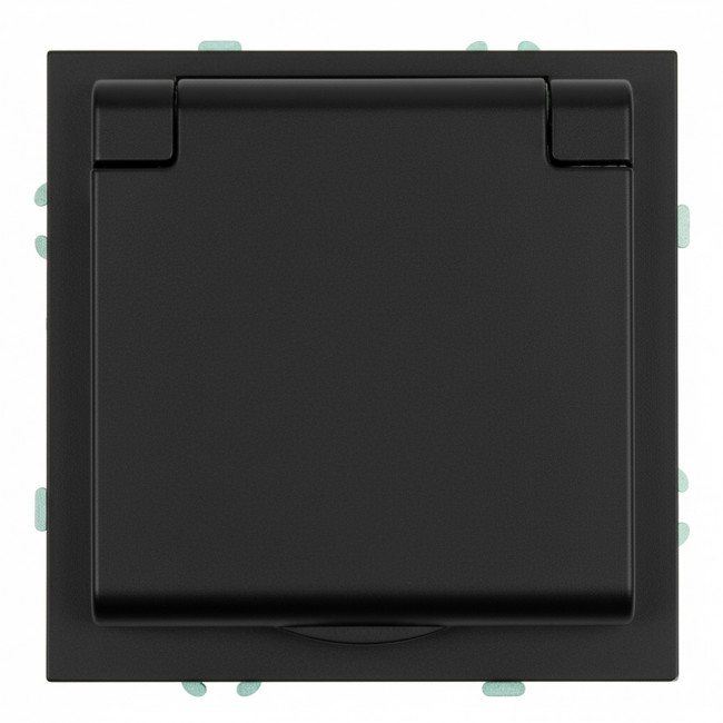 Розетка 1-местная с крышкой с защ. штор, STEKKER, с/з, IP42, 250В, 16А, серия Эмили, RST16-5112-05, черный уголь, soft touch, артикул STEKKER 49855