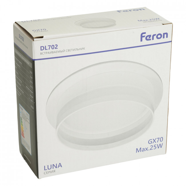Светильник встраиваемый Feron DL702 LUNA потолочный GX70 белый круг, артикул FERON 51097