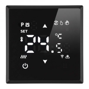 Терморегулятор Wi-Fi (механизм), STEKKER, 250В, 3500Вт, серия Эмили, RSW00-5119-05, черный уголь, soft touch