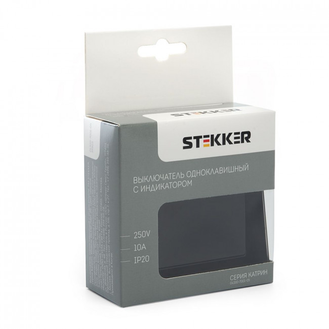 Выключатель 1-клавишный c индикатором STEKKER GLS10-7001-05, 250В, 10А, серия Катрин, черный, артикул STEKKER 39503 Выключатель 1-клавишный c индикатором STEKKER GLS10-7001-05, 250В, 10А, серия Катрин, черный, артикул STEKKER 39503