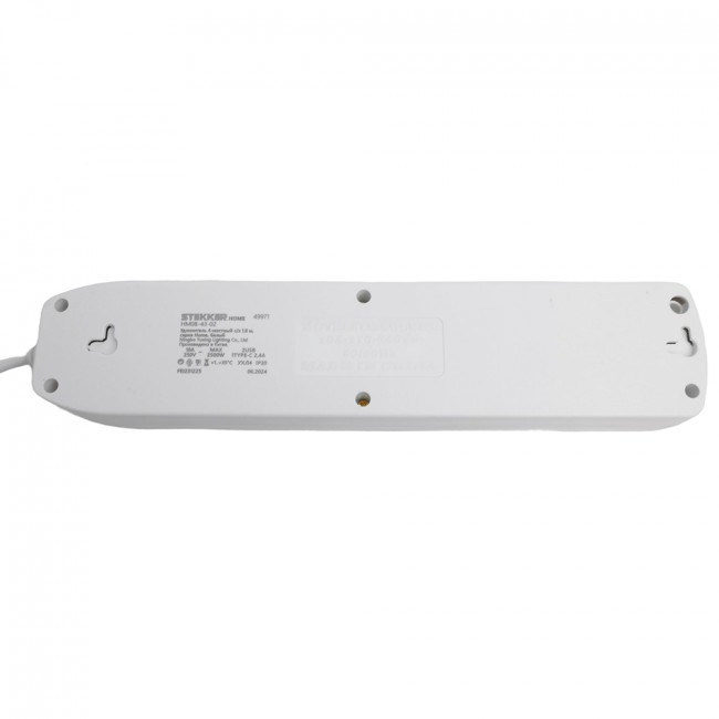 Удлинитель 4-местный c/з 3x1 мм2, 3 м, 250В, 10А, 2USB+1Type-C 2,4А, серия Home plus, белый STEKKER HM08-43-02, артикул STEKKER 49978
