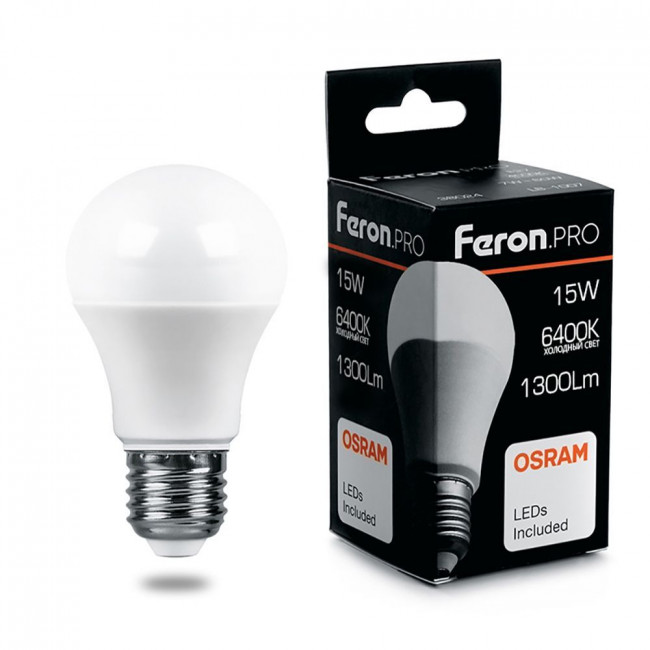 Лампа светодиодная Feron.PRO LB-1015 Шар E27 15W 175-265V 6400K, артикул FERON 38037