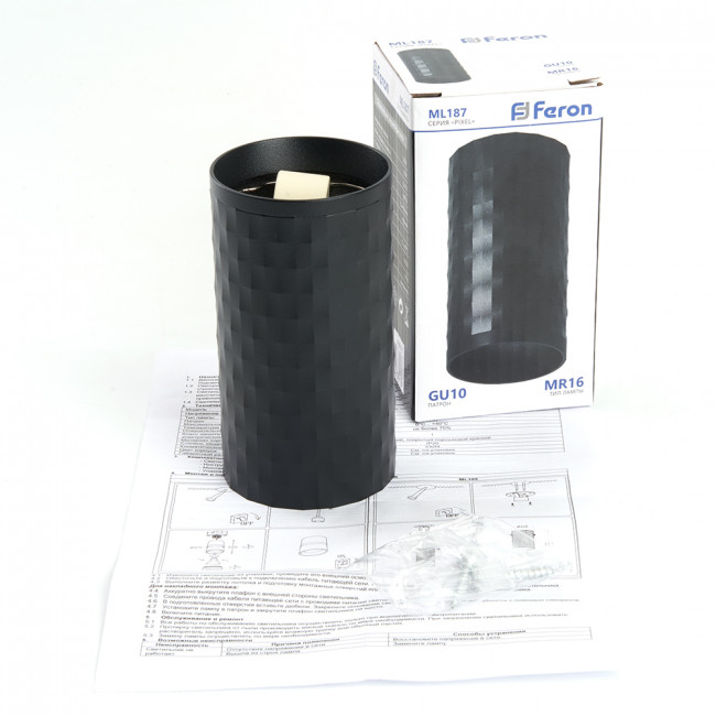 Светильник потолочный Feron ML187 Barrel PIXEL MR16 GU10 35W 230V, чёрный, артикул FERON 48653 Светильник потолочный Feron ML187 Barrel PIXEL MR16 GU10 35W 230V, чёрный, артикул FERON 48653
