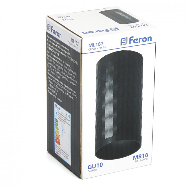 Светильник потолочный Feron ML187 Barrel PIXEL MR16 GU10 35W 230V, чёрный, артикул FERON 48653 Светильник потолочный Feron ML187 Barrel PIXEL MR16 GU10 35W 230V, чёрный, артикул FERON 48653