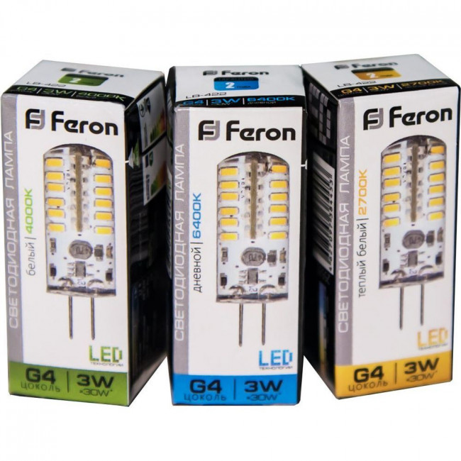 Лампа светодиодная Feron LB-422 G4 3W 12V  6400K, артикул FERON 25533