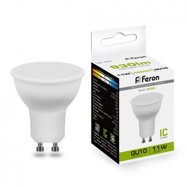Лампа светодиодная Feron LB-760 MR16 GU10 11W 175-265V 4000K, артикул FERON 38141 Лампа светодиодная Feron LB-760 MR16 GU10 11W 175-265V 4000K, артикул FERON 38141