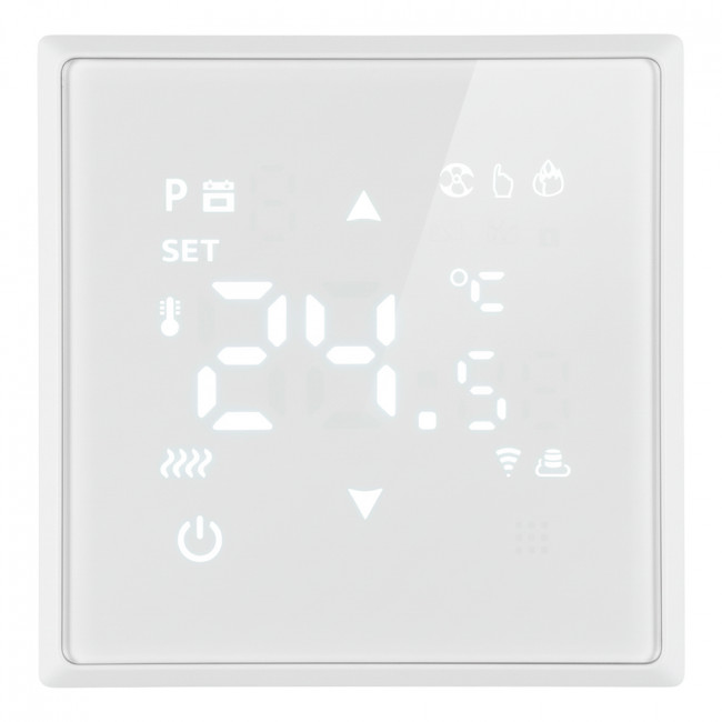 Терморегулятор Wi-Fi (механизм), STEKKER, 250В, 3500Вт, серия Эмили, RSW00-5119-01, белый фарфор, soft touch, артикул STEKKER 50376