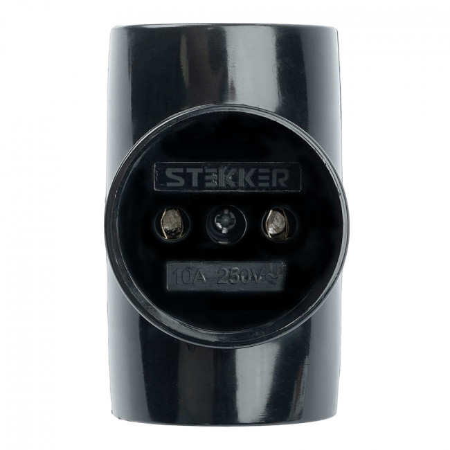 Разветвитель сетевой 3-местный б/з STEKKER ADP10-15-20, 250В, 10A, IP20, черный, артикул STEKKER 39001