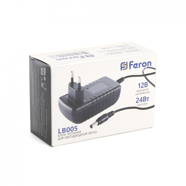 Трансформатор электронный для светодиодной ленты 24W 12V (драйвер), LB005 FERON, артикул FERON 48051 Трансформатор электронный для светодиодной ленты 24W 12V (драйвер), LB005 FERON, артикул FERON 48051