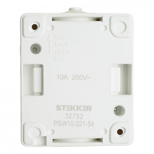 Выключатель 1-клавишный STEKKER, PSW10-111-54, открытой установки, 250В, 10А, IP54, серый/графит, артикул STEKKER 32752