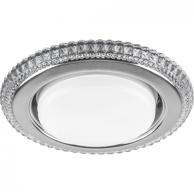 Светильник встраиваемый с белой LED подсветкой Feron CD4036 потолочный GX53 без лампы, прозрачный, хром, артикул FERON 40503 Светильник встраиваемый с белой LED подсветкой Feron CD4036 потолочный GX53 без лампы, прозрачный, хром, артикул FERON 40503