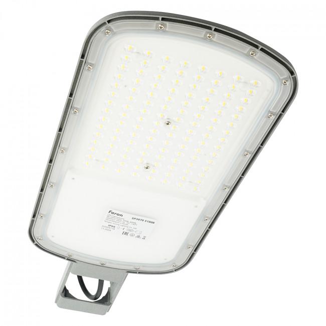 Светодиодный уличный консольный светильник Feron SP3070 100W 4000K AC90-300V, серый, артикул FERON 51808 Светодиодный уличный консольный светильник Feron SP3070 100W 4000K AC90-300V, серый, артикул FERON 51808