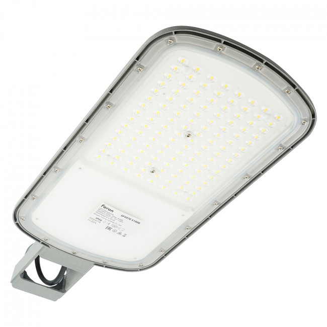 Светодиодный уличный консольный светильник Feron SP3070 100W 4000K AC90-300V, серый, артикул FERON 51808 Светодиодный уличный консольный светильник Feron SP3070 100W 4000K AC90-300V, серый, артикул FERON 51808