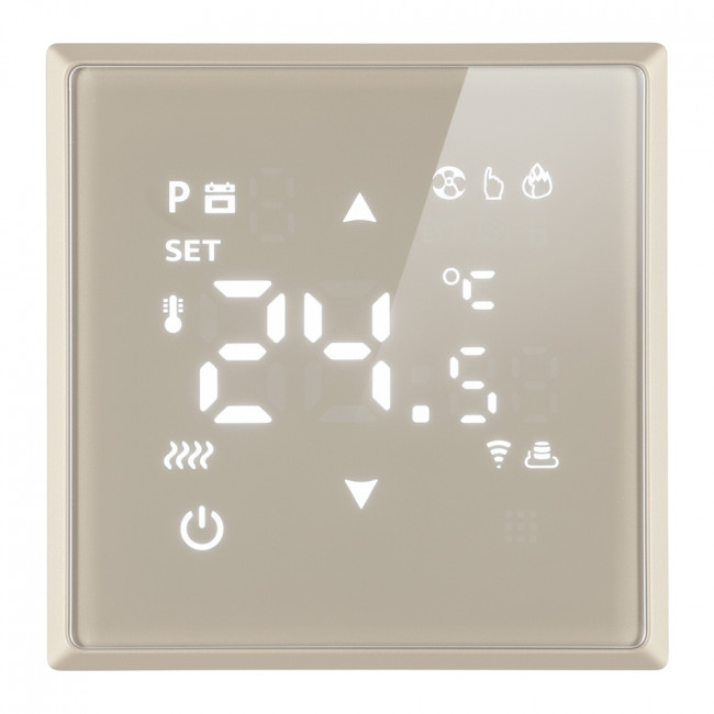 Терморегулятор Wi-Fi (механизм), STEKKER, 250В, 3500Вт, серия Эмили, RSW00-5119-08, кашемир, soft touch, артикул STEKKER 50427