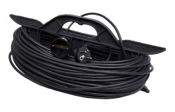 Удлинитель-шнур на рамке Stekker HM02-01-50 50м 1 гнездо с/з 3х0,75, черный, серия Home
