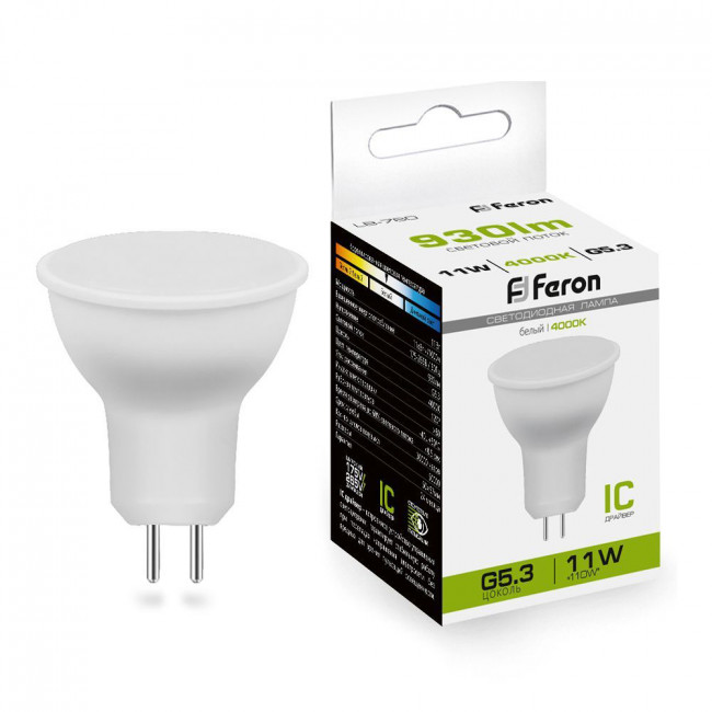 Лампа светодиодная Feron LB-760 MR16 G5.3 11W 175-265V 4000K, артикул FERON 38138