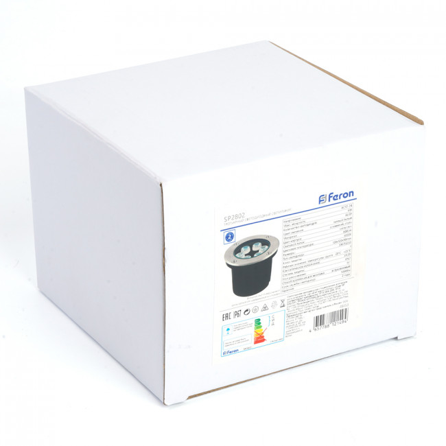 Светодиодный светильник тротуарный (грунтовый) Feron SP2802, 6W, AC/DC12-24V, низковольтный, 3000К, металлик, D120*H90mm, вн.диаметр: 90mm, IP67, артикул FERON 48453 Светодиодный светильник тротуарный (грунтовый) Feron SP2802, 6W, AC/DC12-24V, низковольтный, 3000К, металлик, D120*H90mm, вн.диаметр: 90mm, IP67, артикул FERON 48453