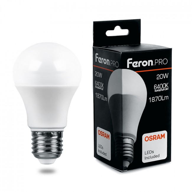 Лампа светодиодная Feron.PRO LB-1020 Шар E27 20W 175-265V 6400K, артикул FERON 38043