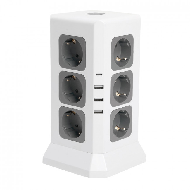 Удлинитель 12-местн с/з, 3x1мм2, 1.5 м,250В,16А, 3520Вт 3USB A + 1C 5V 3,4A, белый, серый серия Comfort HM10-61-01, артикул STEKKER 49991 Удлинитель 12-местн с/з, 3x1мм2, 1.5 м,250В,16А, 3520Вт 3USB A + 1C 5V 3,4A, белый, серый серия Comfort HM10-61-01, артикул STEKKER 49991