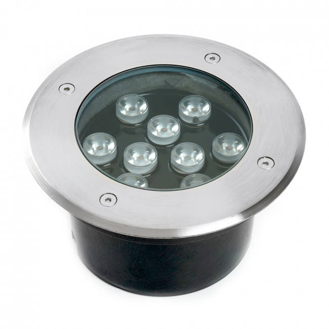 Светодиодный светильник тротуарный (грунтовый) Feron SP2803,10W, AC/DC12V, низковольтный, 4000К, металлик, D160*H90mm, вн.диаметр: 110mm, IP67, артикул FERON 48347