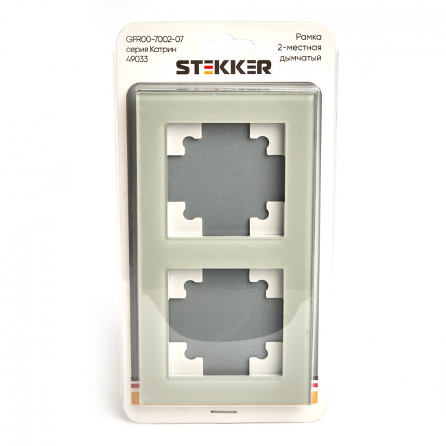 Рамка 2-местная, стекло, STEKKER GFR00-7002-07, серия Катрин, дымчатый, артикул STEKKER 49033
