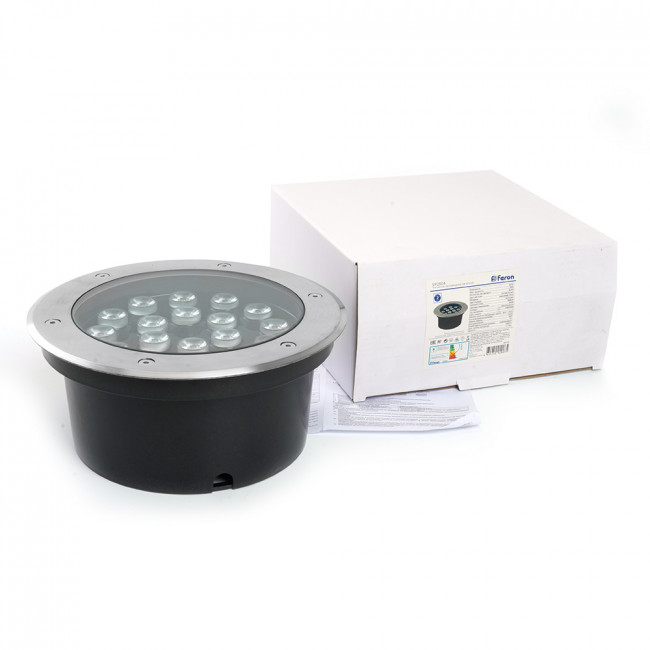 Светодиодный светильник тротуарный (грунтовый) Feron SP2804, 20W, AC/DC12V, низковольтный, 4000K, металлик, IP67, артикул FERON 48454 Светодиодный светильник тротуарный (грунтовый) Feron SP2804, 20W, AC/DC12V, низковольтный, 4000K, металлик, IP67, артикул FERON 48454