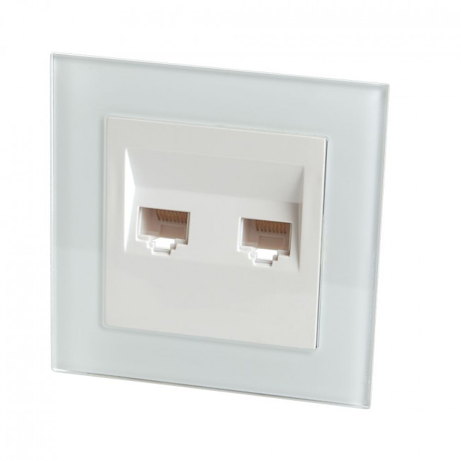 Розетка компьютерная 2-местная RJ-45 STEKKER GLS00-7006-01 , серия Катрин, белый, артикул STEKKER 39246
