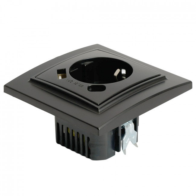 Розетка 1-местная с/з STEKKER, PST16-9016-03, 250В, 16А с USB+ type C, серия Эрна, черный, артикул STEKKER 50078