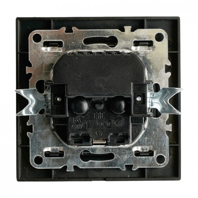 Розетка 1-местная с/з STEKKER, PST16-9016-03, 250В, 16А с USB+ type C, серия Эрна, черный, артикул STEKKER 50078