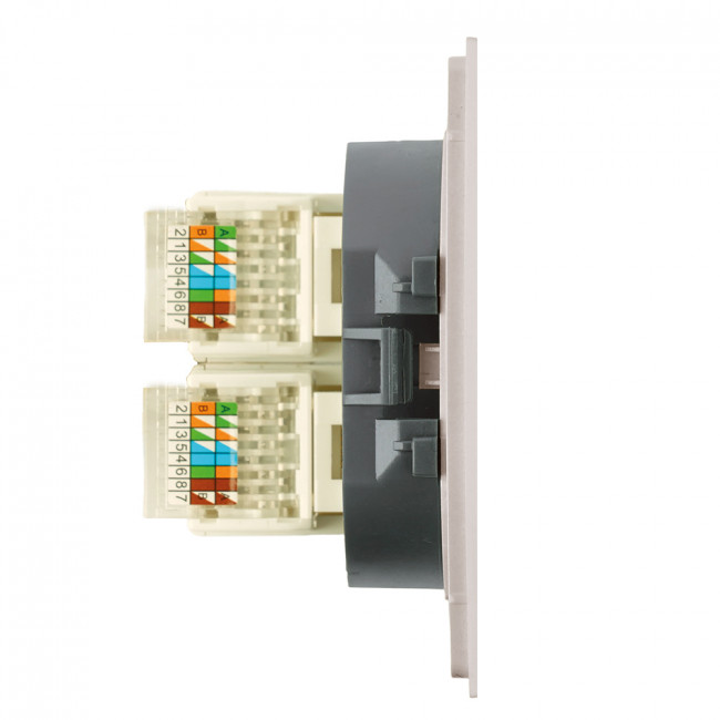 Розетка компьютерная 2-местная RJ-45 (механизм), STEKKER,  серия Мия, RST00-3111-08, пудровый жемчуг, артикул STEKKER 50481