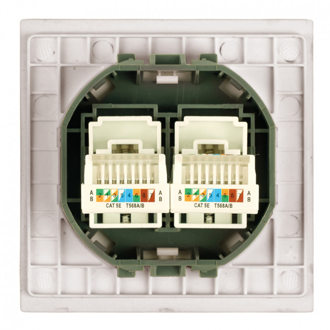 Розетка компьютерная 2-местная RJ-45 (механизм), STEKKER,  серия Мия, RST00-3111-08, пудровый жемчуг, артикул STEKKER 50481
