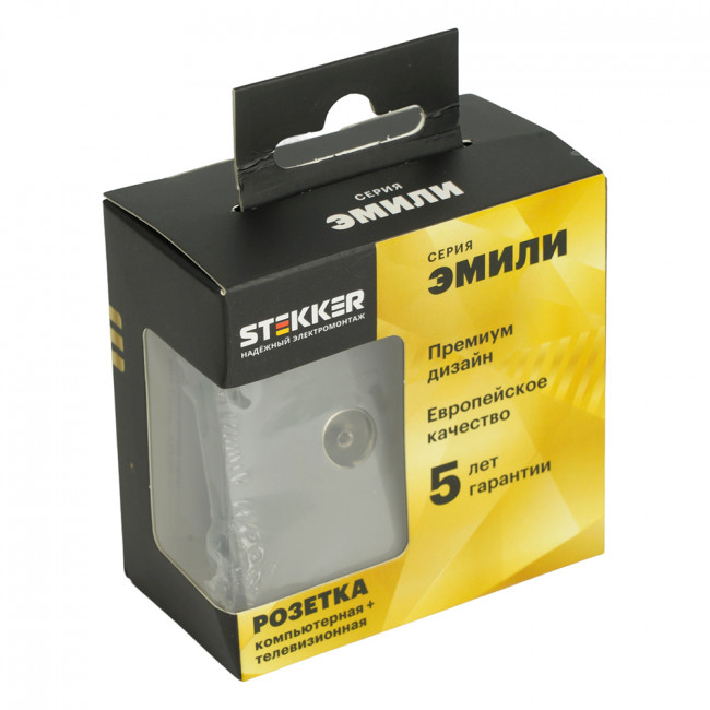 Розетка TV + компьютерная RJ-45 (механизм), STEKKER, серия Эмили, RST00-5106-10, платиново-серый, soft touch, артикул STEKKER 49950 Розетка TV + компьютерная RJ-45 (механизм), STEKKER, серия Эмили, RST00-5106-10, платиново-серый, soft touch, артикул STEKKER 49950
