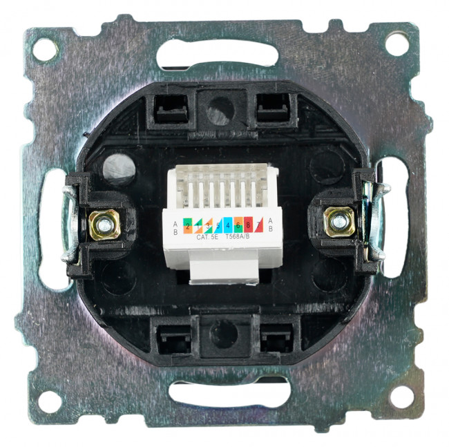 Розетка компьютерная 1-местная RJ-45 (механизм), STEKKER GLS00-7107-05, серия Катрин, черный, артикул STEKKER 39613