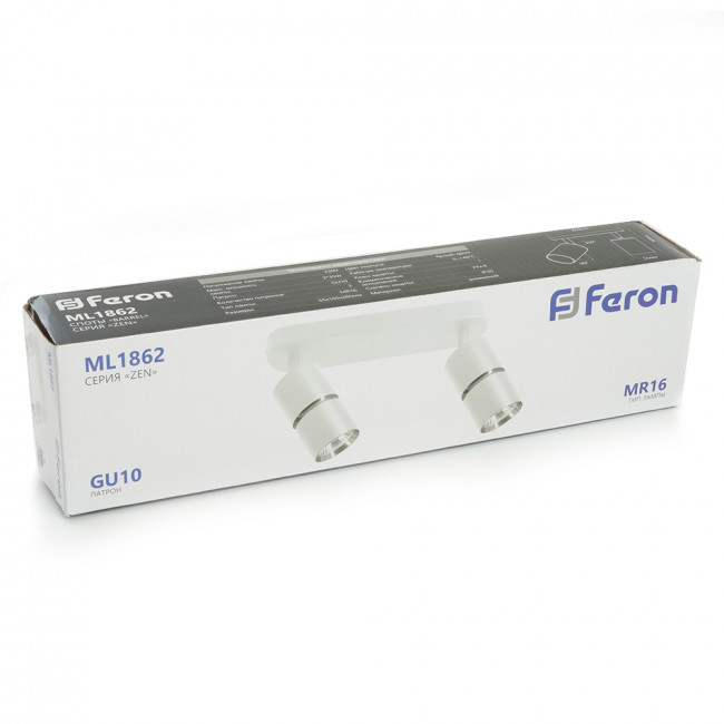 Светильник Feron  ML1862 ZEN настенно-потолочный под лампу GU10, белый, хром, артикул FERON 48644