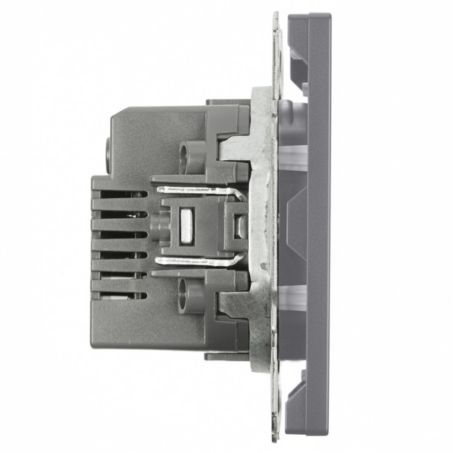 Розетка 2-местная USB + Type C (механизм), STEKKER, 250В, 20W, серия Эмили, RST10-5115-10, платиново-серый, soft touch, артикул STEKKER 49957