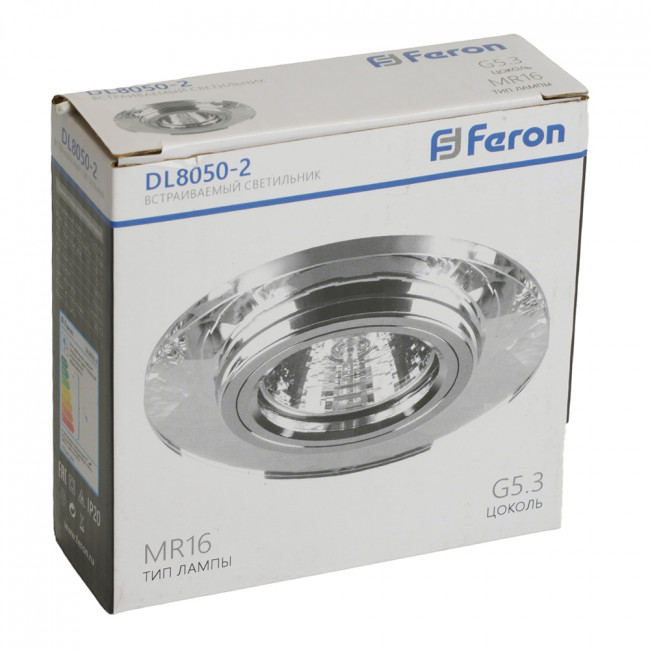 Светильник встраиваемый Feron DL8050-2 потолочный MR16 G5.3 серебристый, артикул FERON 18643