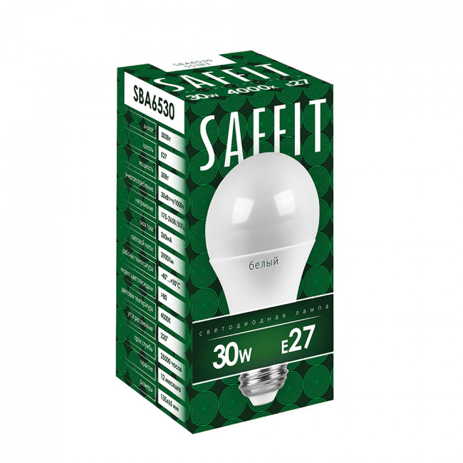 Лампа светодиодная SAFFIT SBA6530 Шар E27 30W 230V 2700K, артикул SAFFIT 55182 Лампа светодиодная SAFFIT SBA6530 Шар E27 30W 230V 2700K, артикул SAFFIT 55182