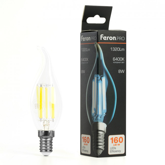 Лампа светодиодная Feron.PRO LB-1218 Свеча на ветру E14 1320LM 8W 175-265V 6400K, артикул FERON 51267 Лампа светодиодная Feron.PRO LB-1218 Свеча на ветру E14 1320LM 8W 175-265V 6400K, артикул FERON 51267