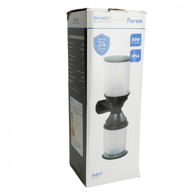Светильник садово-парковый Feron DH1402, на стену, 2*E27 220-240V, черный, артикул FERON 51737 Светильник садово-парковый Feron DH1402, на стену, 2*E27 220-240V, черный, артикул FERON 51737