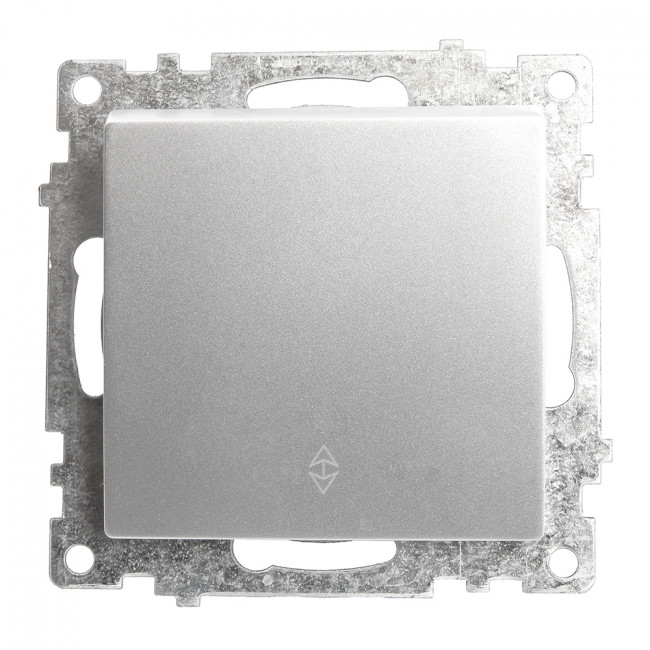 Переключатель 1-клавишный (механизм), STEKKER GLS10-7105-03, 250V, 10А, серия Катрин, серебро, артикул STEKKER 39576