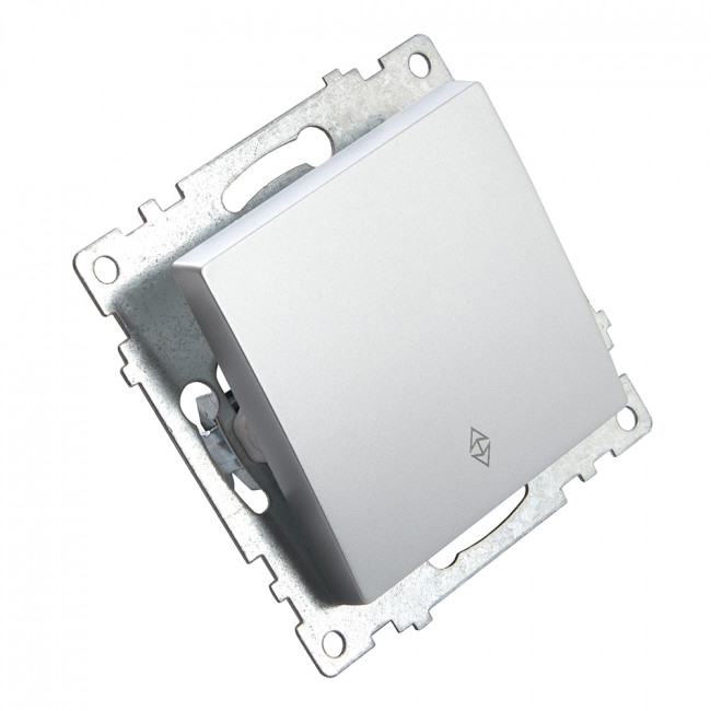 Переключатель 1-клавишный (механизм), STEKKER GLS10-7105-03, 250V, 10А, серия Катрин, серебро, артикул STEKKER 39576
