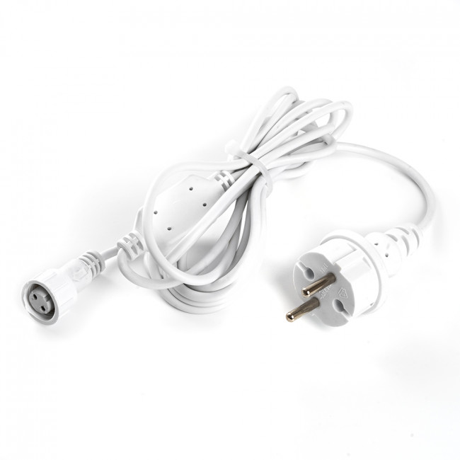 Сетевой шнур для гирлянд 3м, 2*0,5мм2, IP44, белый, DM403, артикул FERON 48189