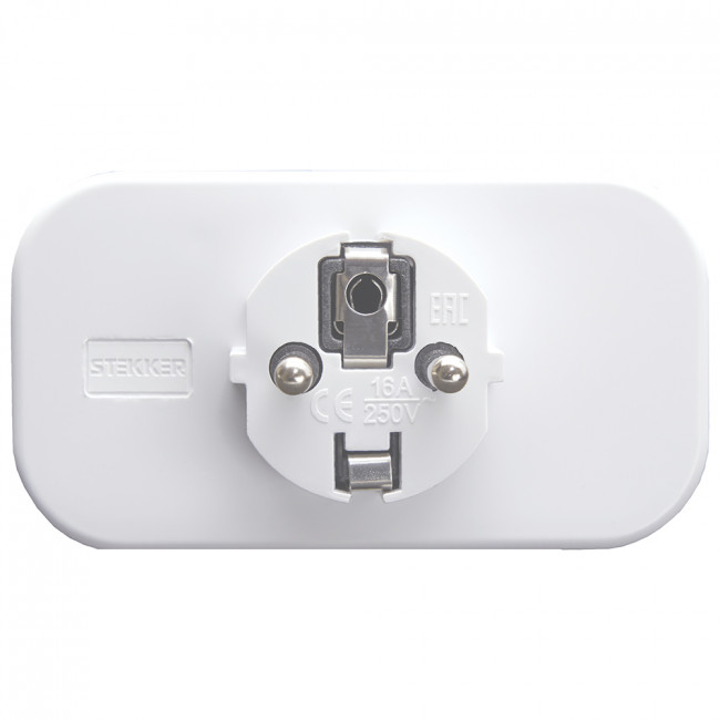 Разветвитель сетевой 2-местный с/з STEKKER ADP16-22-20 250V, 16A, ABS огнеустойчивый пластик, белый, артикул STEKKER 39023 Разветвитель сетевой 2-местный с/з STEKKER ADP16-22-20 250V, 16A, ABS огнеустойчивый пластик, белый, артикул STEKKER 39023