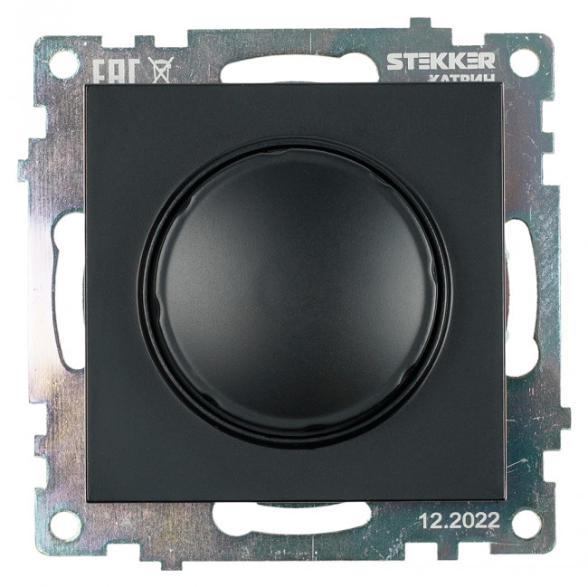 Выключатель диммирующий (механизм), STEKKER GLS10-7106-05, 250V, 500W, серия Катрин, черный, артикул STEKKER 39615