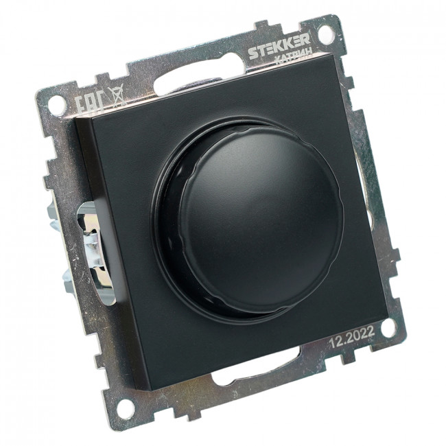 Выключатель диммирующий (механизм), STEKKER GLS10-7106-05, 250V, 500W, серия Катрин, черный, артикул STEKKER 39615