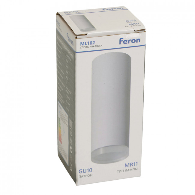 Светильник потолочный Feron ML102 Barrel MR11 GU10 35W 230V, белый, артикул FERON 51389 Светильник потолочный Feron ML102 Barrel MR11 GU10 35W 230V, белый, артикул FERON 51389